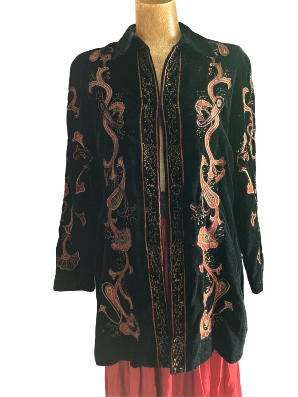Vintage Folk Embroidered Bohemian Velour Jacket